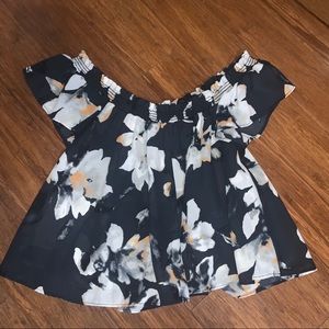 Navy floral crop top